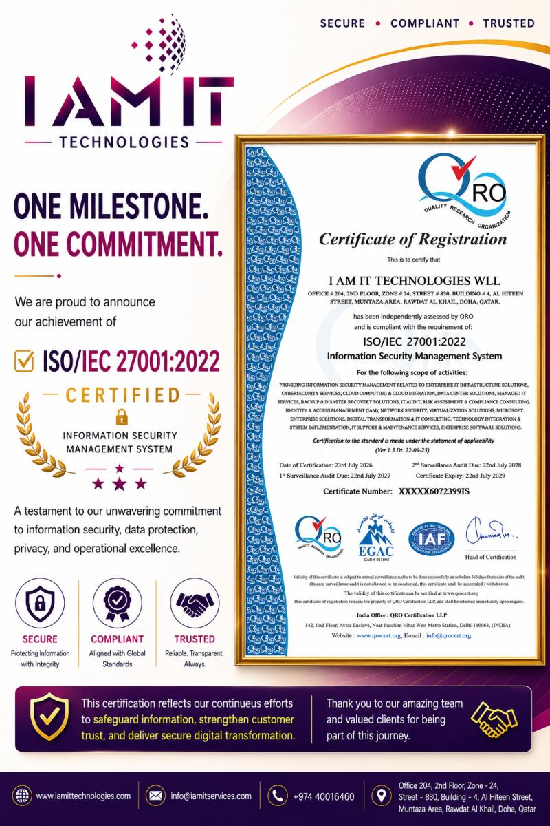 IAMIT Technologies Achieves ISO/IEC 27001:2022 Certification